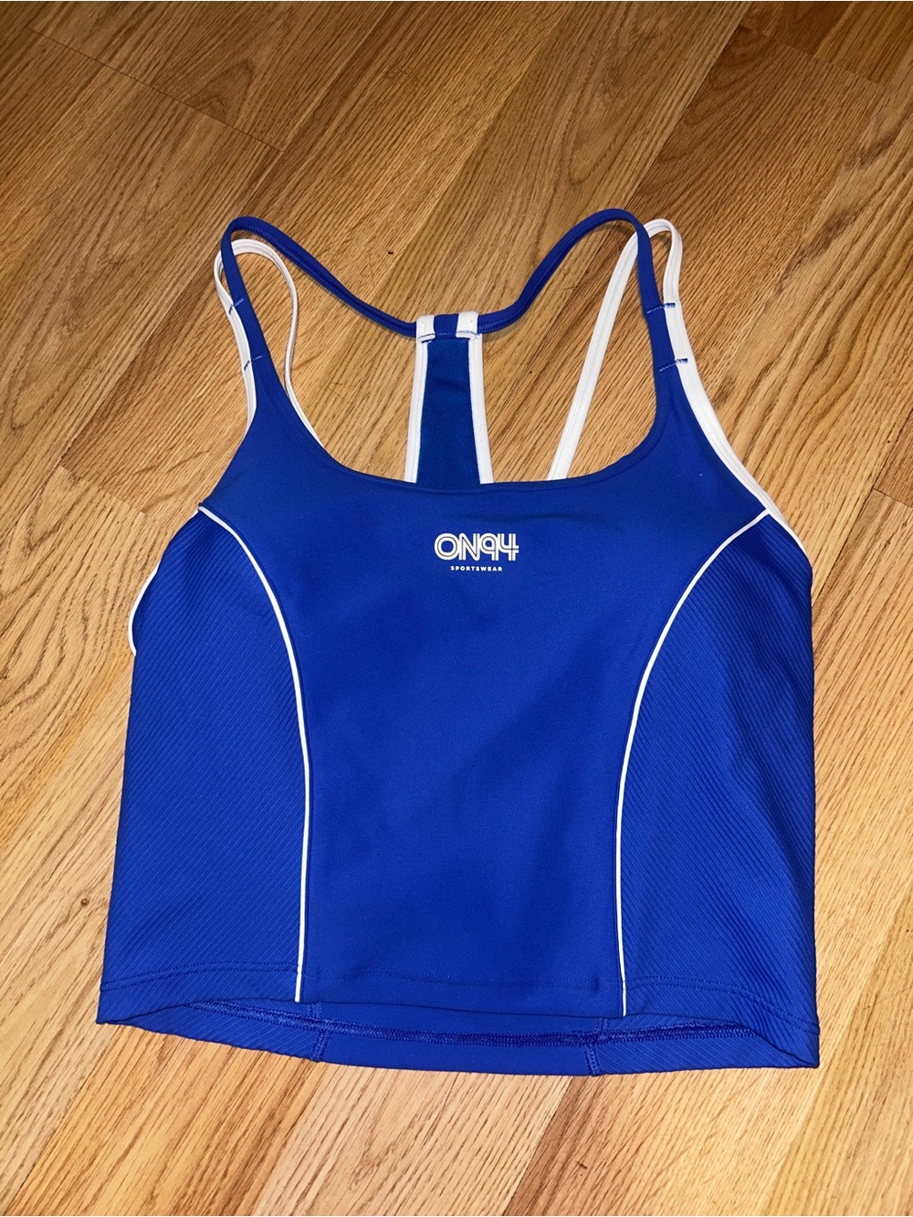 Old Navy Blue and White Racerback Tank Top